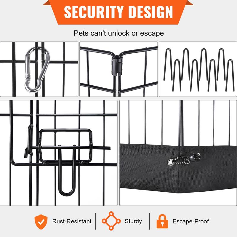 Dog Playpen, 8 Panels Foldable Metal Dog Exercise Pen, 24" H Pet Fence Puppy Crate Kennel, Indoor Outdoor Dog Pen