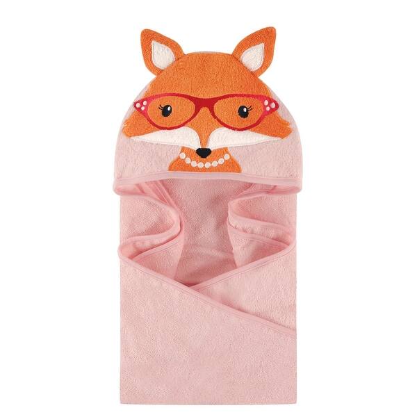 slide 1 of 1, Hudson Baby Infant Girl Cotton Animal Face Hooded Towel, Foxy, One Size - Foxy - One Size One Size - Foxy