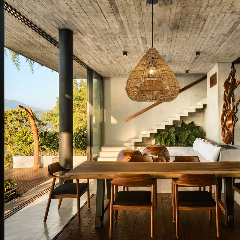 Serina 1-Light Wicker Outdoor Pendant Light, Coastal Boho Dome - Handwoven