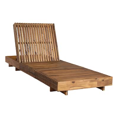 Outdoor Chaise Lounge Chair with 6-Position Adjustable Backrest, Weather-Resistant Slatted Base Reclining Chair