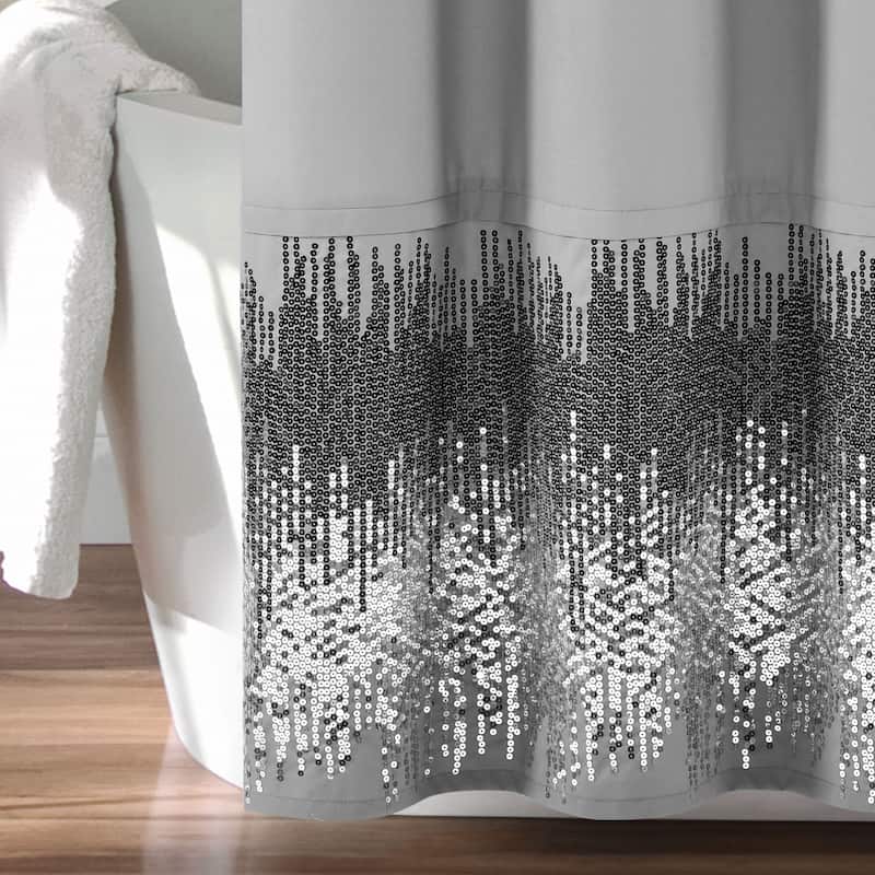Lush Decor Polyester Shimmer Sequins Shower Curtain