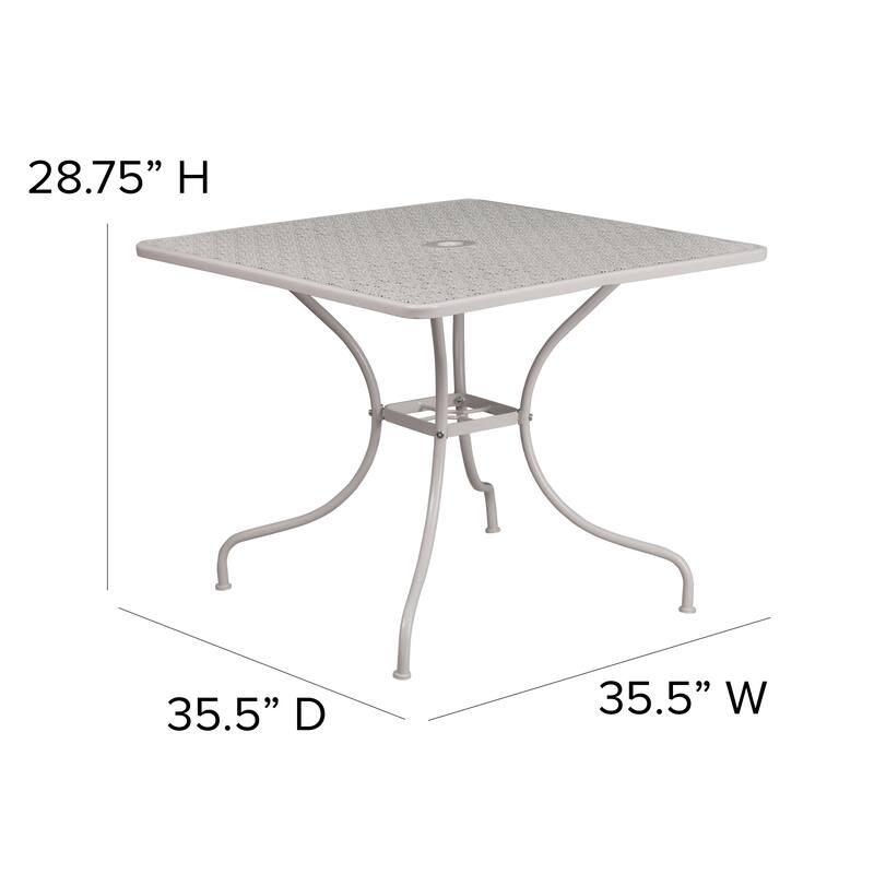 35.5'' Square Indoor-Outdoor Steel Patio Table - 32.5"