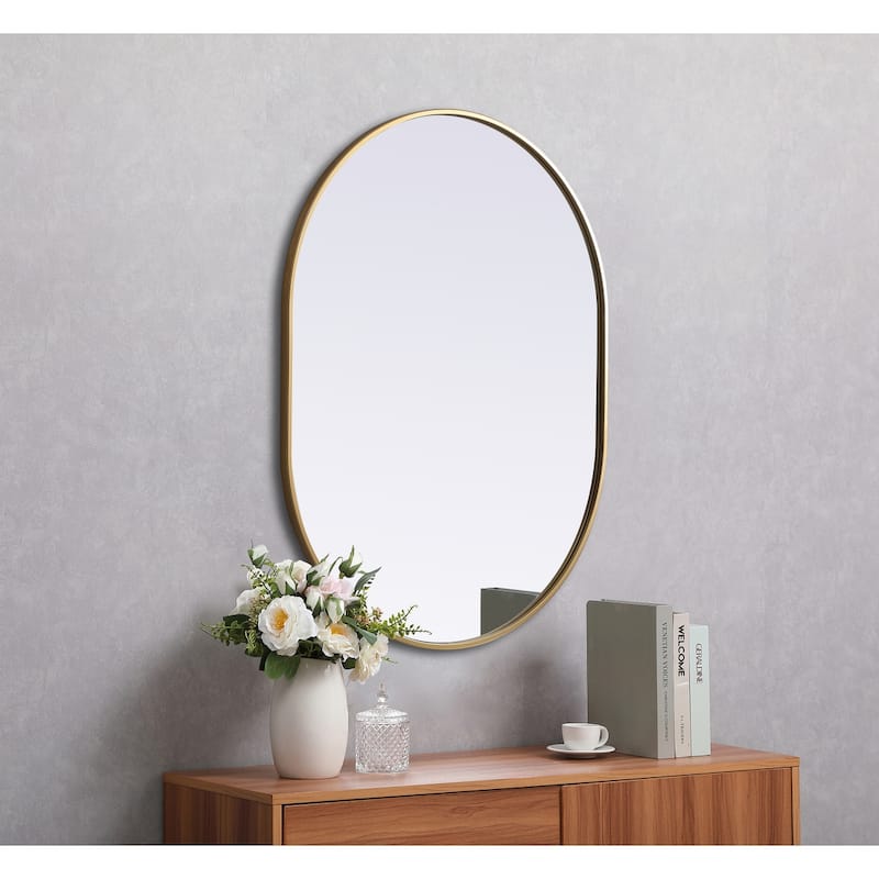 Indigo Home Metal Frame Oval Mirror 30x40 Inch
