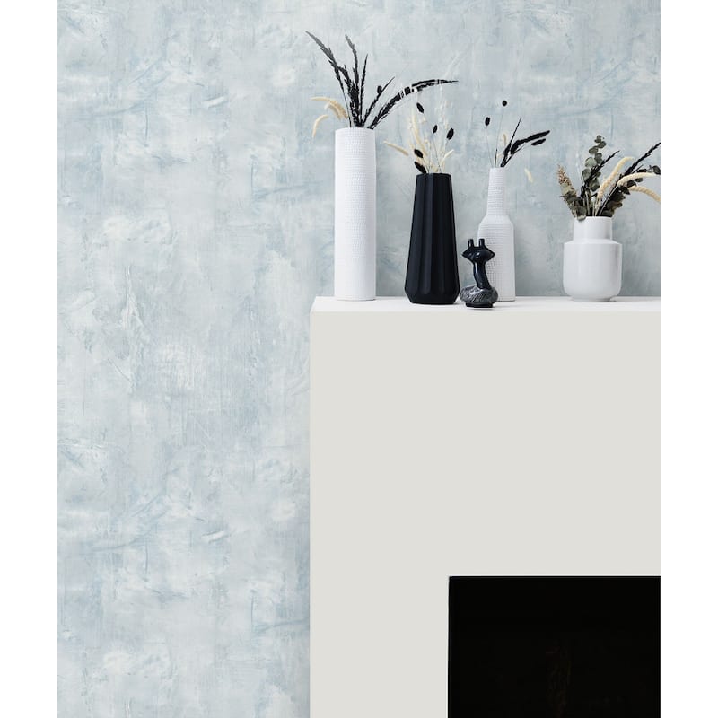 Seabrook Designs Rustic Stucco Faux Unpasted Wallpaper - 27 in. W x 27 ft. L - Powder Blue