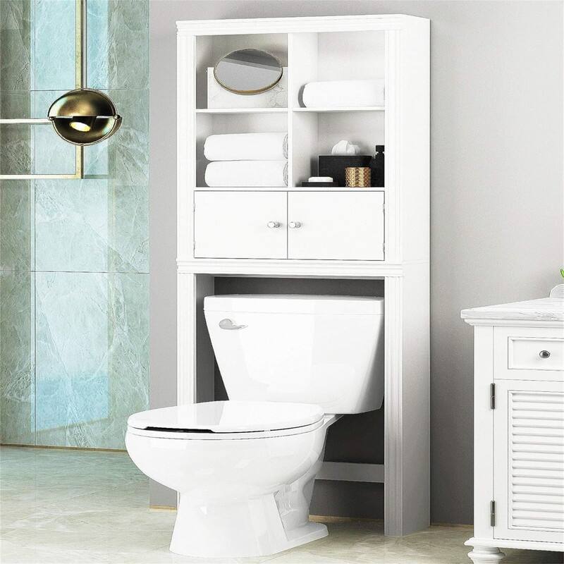 Over The Toilet Storage - 7.48"D x 23.43"W x 68.5"H - White