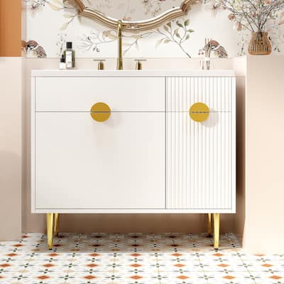 36" Modern Bathroom Vanity Set - Resin Vessel Sink & Smart Storage‌