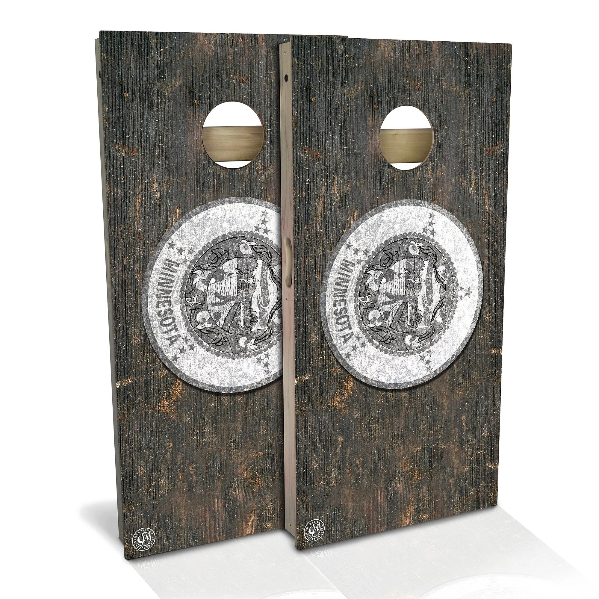 Minnesota Flag Rustic Outdoor Cornhole Board Set