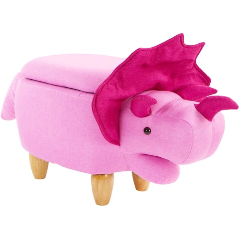 15-In. Pink Triceratops Dino Shape Storage Ottoman