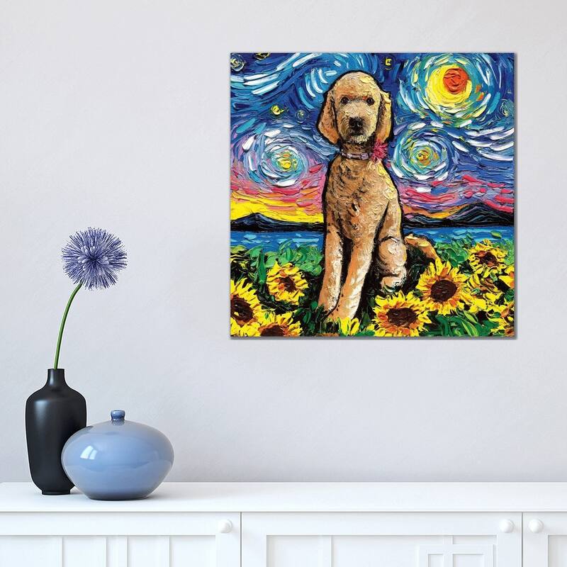 iCanvas "Goldendoodle Night II" by Aja Trier Canvas Print - 18x18x1.5
