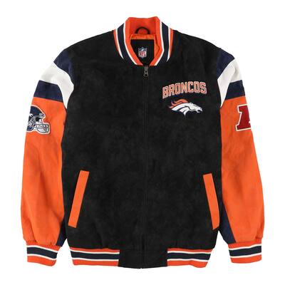 G-III Sports Mens Denver Broncos Varsity Jacket,, Black, Large