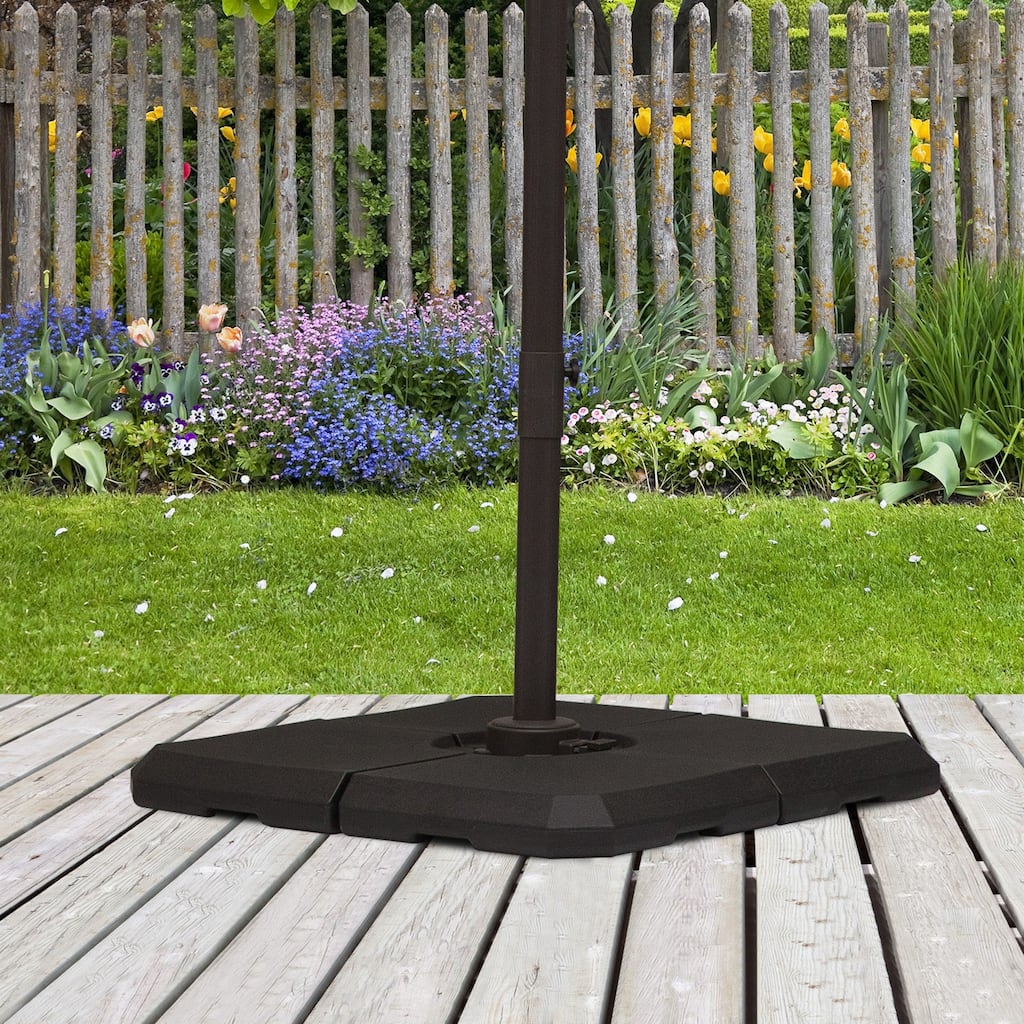 Heavy Duty 4-Piece Cantilever Offset Umbrella Stand Base with 264 lb. Capacity, Easy to Fill with Water or Sand