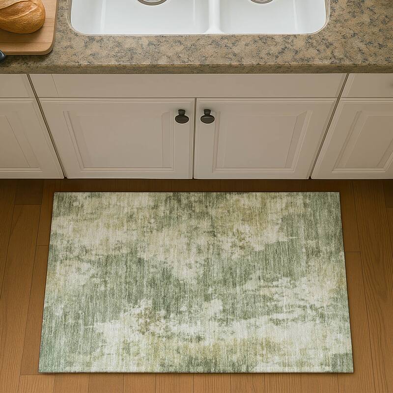 Premium Washable Super Soft Abstract Casual Mayfield Rug - Sage - 1'8" x 2'6"