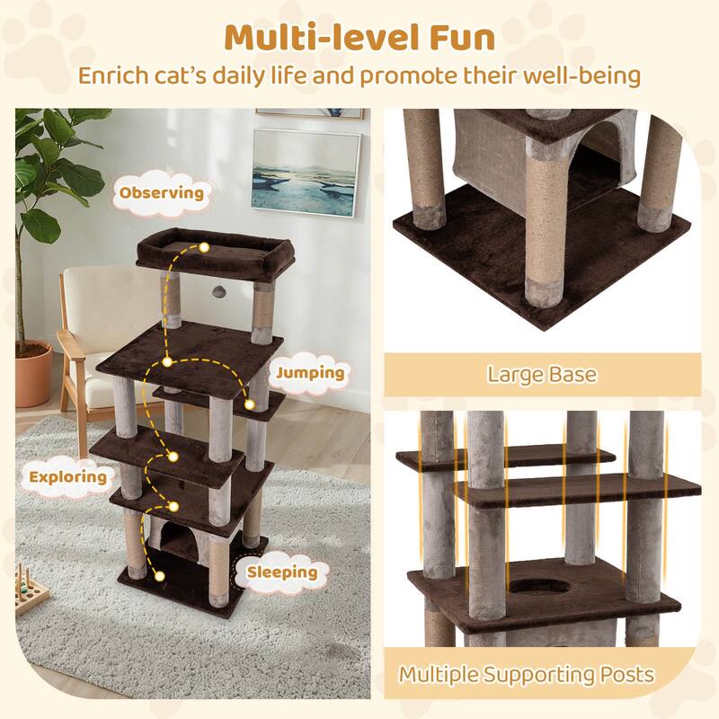 Costway Large Multi-level Cat Tree 58" Tall Cat Tower with Swaying - See Details