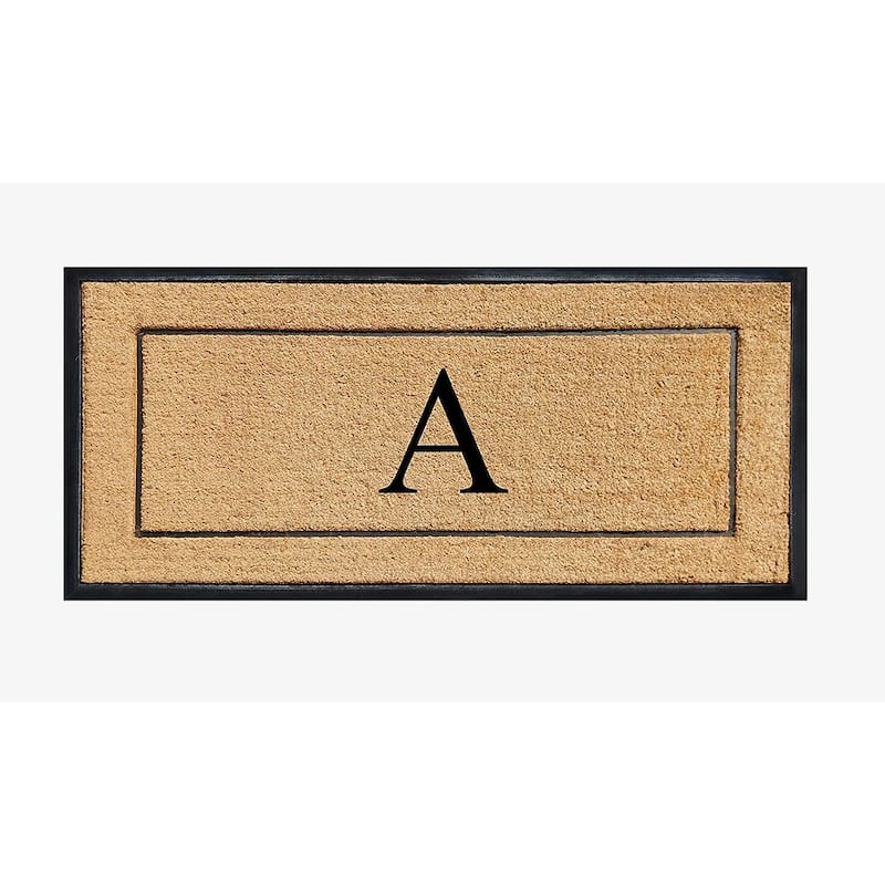 A1HC Natural Coir & Rubber Large Monogrammed Door Mat 30"x60" - 30"X60" - A