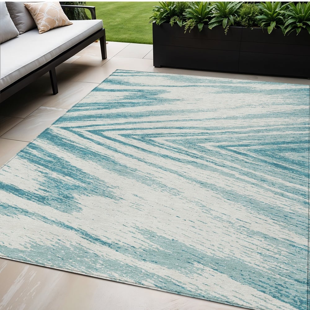 HomeRoots Abstract Transitional Rectangle Outdoor Rug