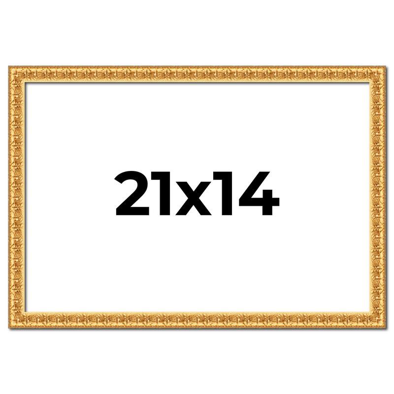 21x14 Frame Gold Real Wood Picture Frame Width 1 inches | Interior