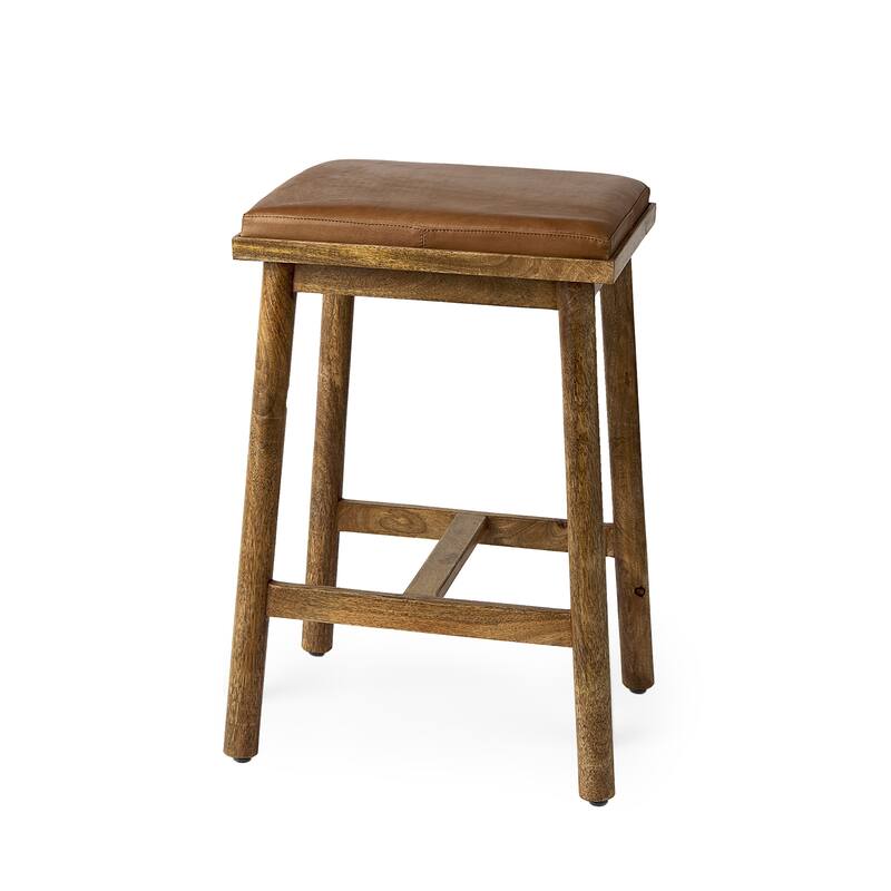 Eliza Leather Seat & Wood Frame Counter/Bar Stool