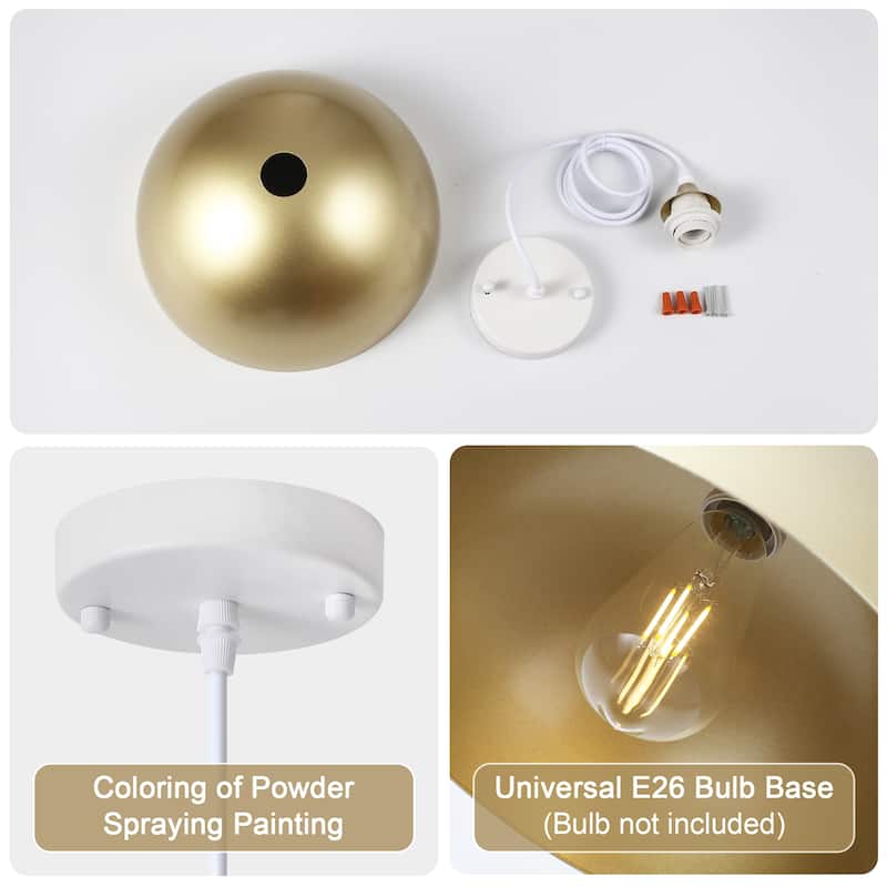 1-Light 11.81"W Metal Dome Pendant Ceiling Lights for Kitchen Island