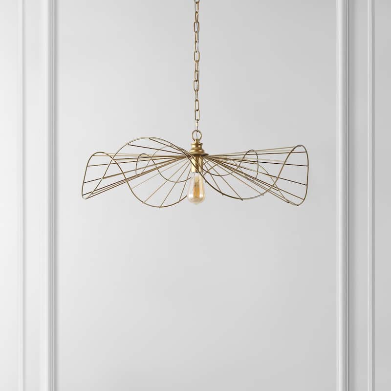 SAFAVIEH Home Lighting Collection Mikola 28" Glam Pendant - 28" W x 28" D x 73" H