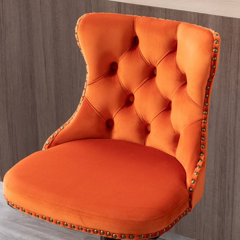 Velvet Upholstered Counter Height Wingback Barstools, Set of 2