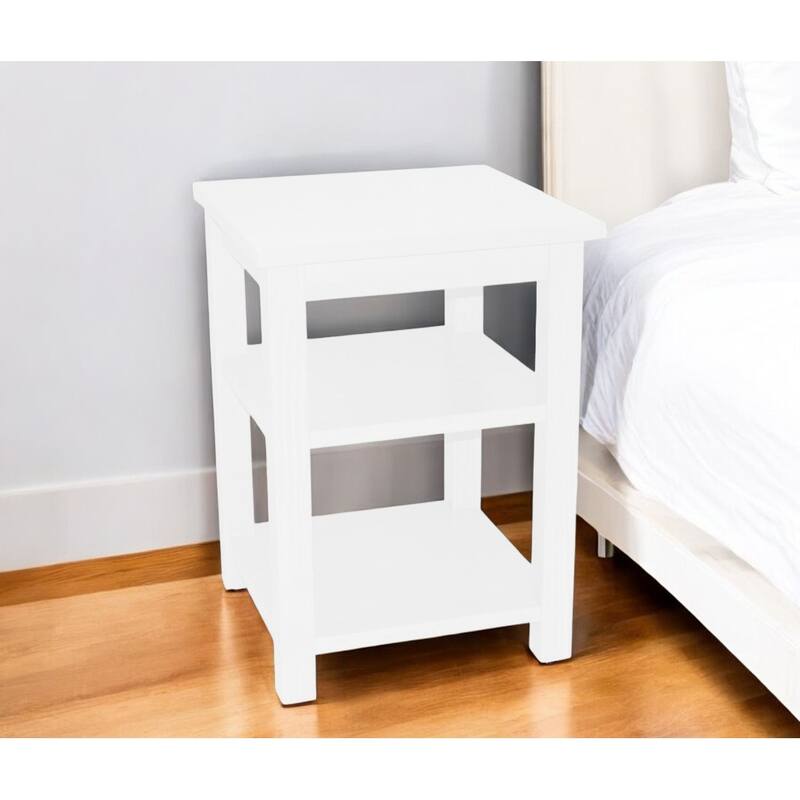 28" White Solid Wood Nightstand - White