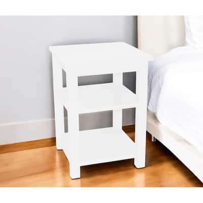 28" White Solid Wood Nightstand