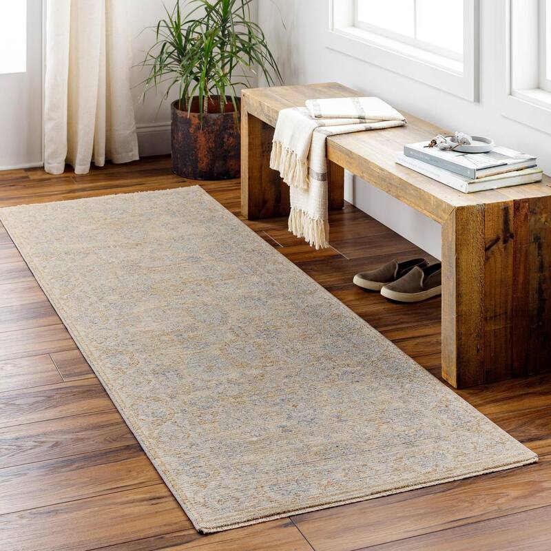 Livabliss Traditional Avant Garde Medallion Area Rug - 2'7" x 10' - Beige/Slate