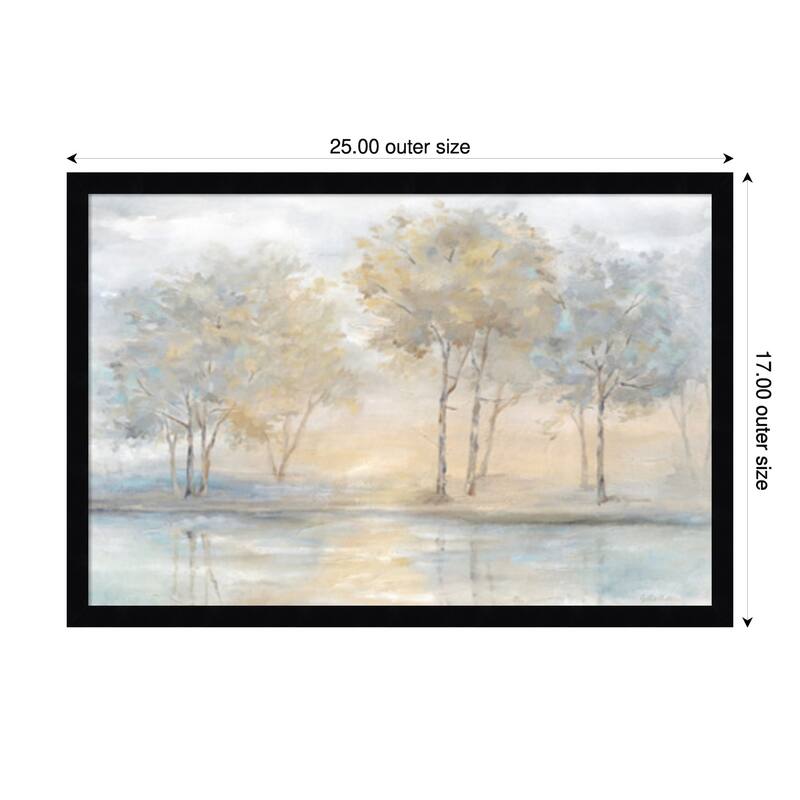 Serene Trees Landscape by Cynthia Coulter Wood Framed Wall Art Print - Svelte Noir Black - 25 x 17 in