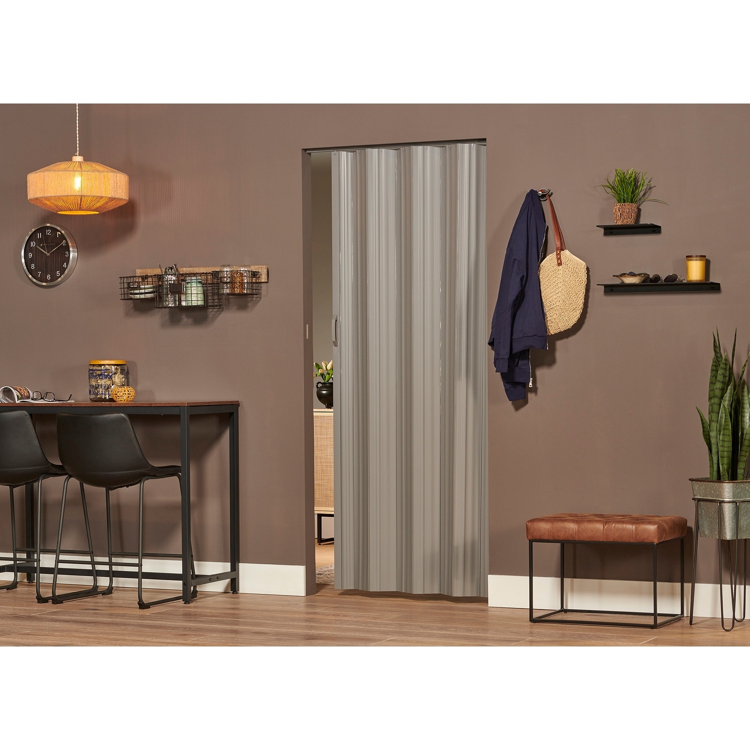 Spectrum Dunes Grey PVC Folding Closet Door Accordion Door 36 x 80