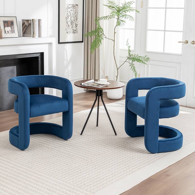 SEYNAR Modern Velvet E-Shaped Open Back Dining chair Set of 2