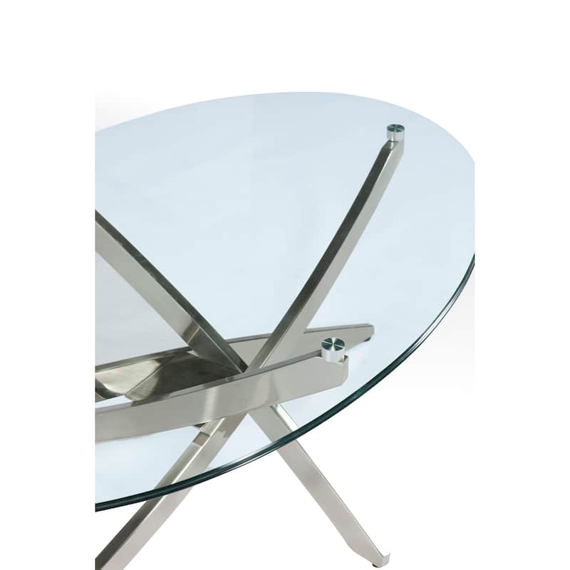 Magnussen Home Zila Brushed Nickel Round End Table - 24''W x 24''D x 24''H