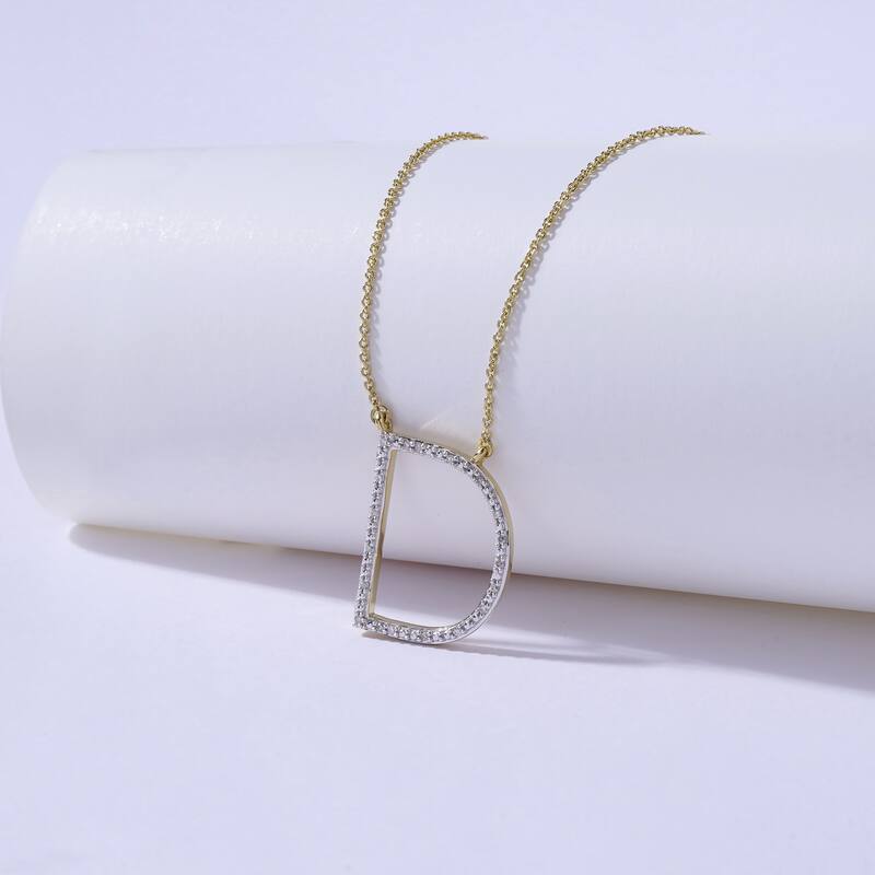 1/20ct TDW Diamond Classic Initial Pendant Necklace in Silver for Women - D - Yellow