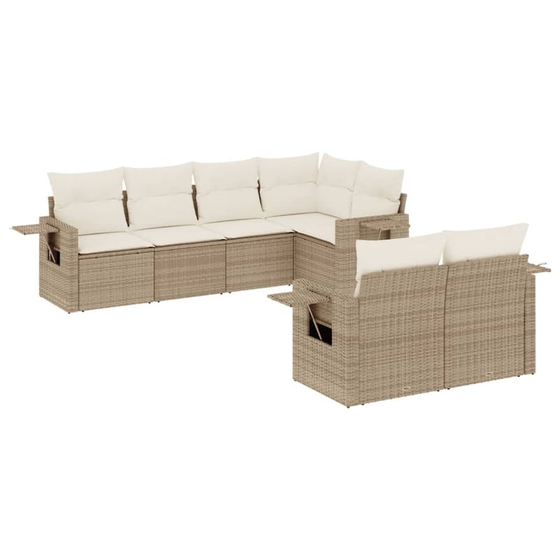 vidaXL Patio Sofa Set with Cushions Outdoor Furniture 7 Piece Poly Rattan