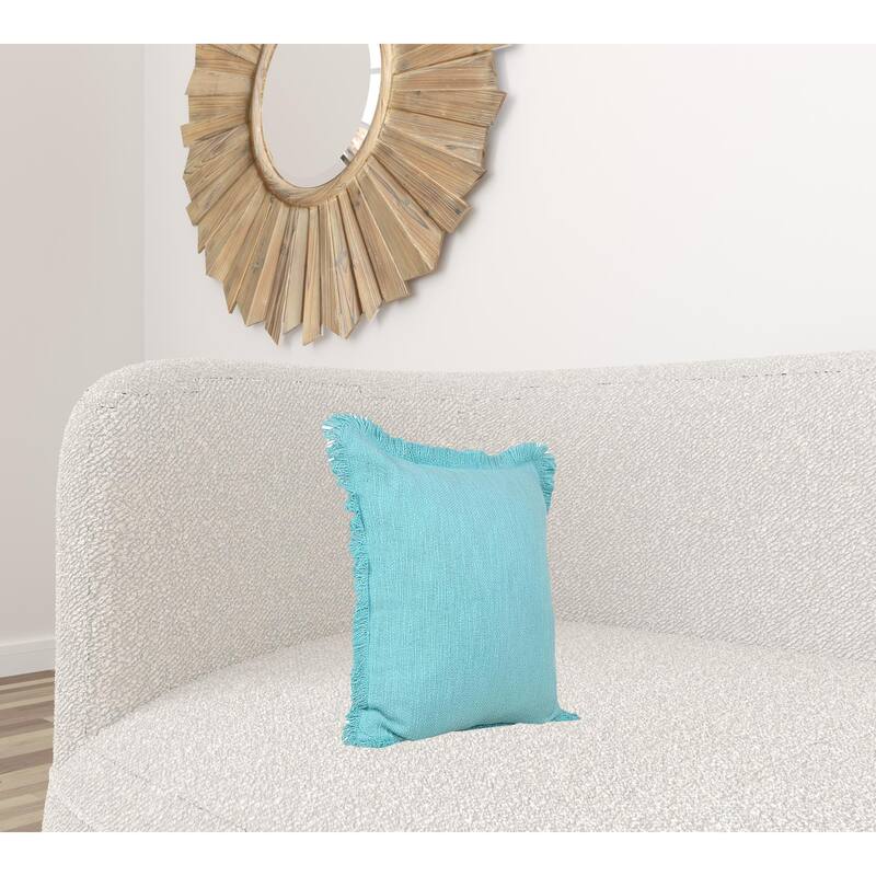 HomeRoots 20" X 20" Bright Blue 100% Cotton Zippered Pillow