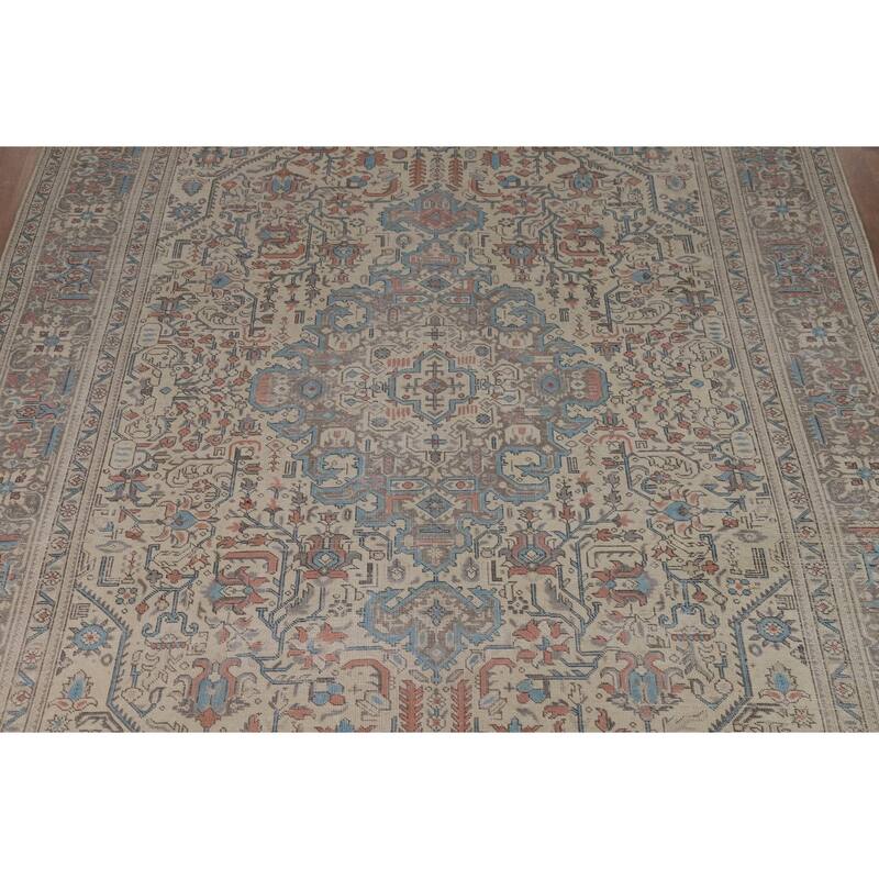 Geometric Tabriz Persian Area Rug Handmade Dining Room Wool Carpet - 9'3"x 12'8"