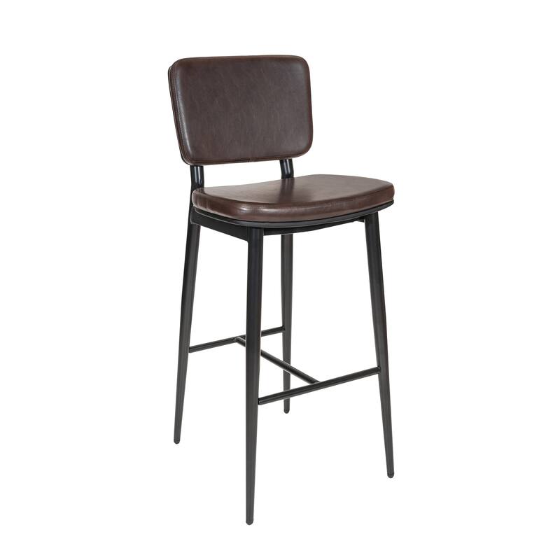 Porthos Home Mori Bar Stools Set of 2, PU Leather, Steel Legs