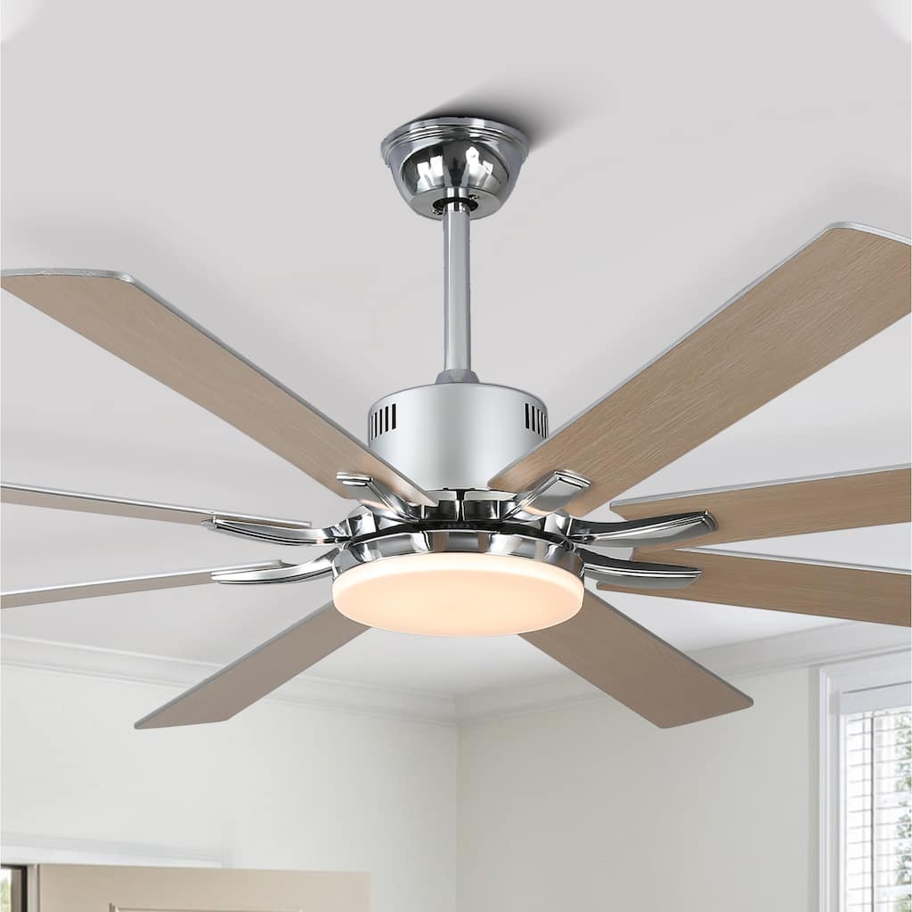 CurveCurio Large 72" Sleek Modern 8 Wood Blades Ceiling Fan with 3 Color Tone Dimmable LED Light Kit Incldued for Living Room