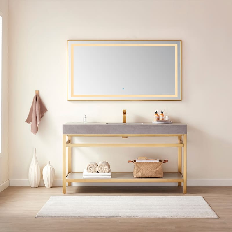 60" Rectangular LED Lighted Accent Bathroom/Vanity Wall Mirror - 60