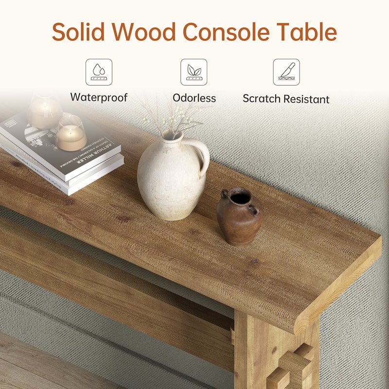 63-Inch Solid Wood Console Table for Entryway