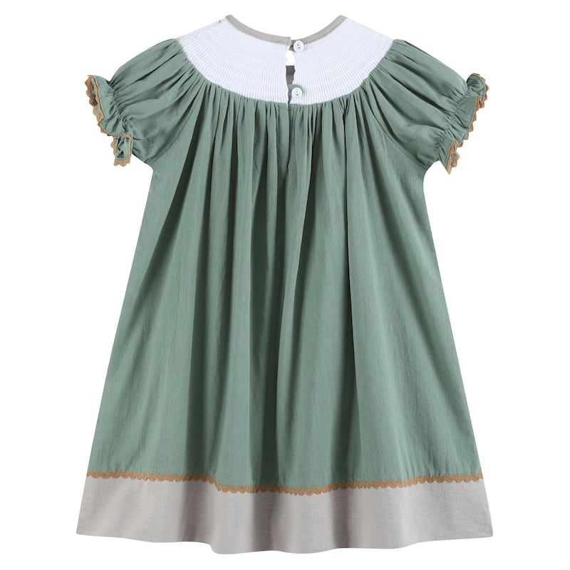 Lil Cactus Sage Green Mallard Smocked Bishop Dress