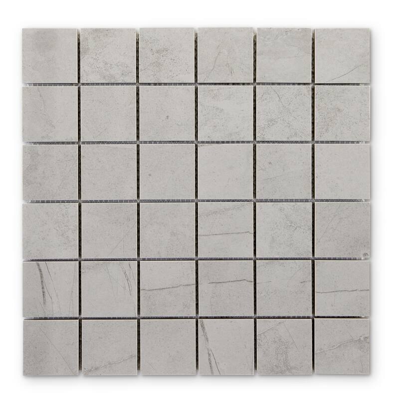 Pierre 12 in. x 12 in. Glazed Light Grey Matte Porcelain Mosaic Wall and Floor Tile