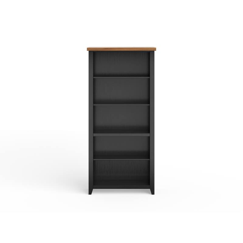 Bridgevine Home Modern Farmhouse 72 inch high 5-shelf Bookcase, No Assembly Required, Two-Tone Finish