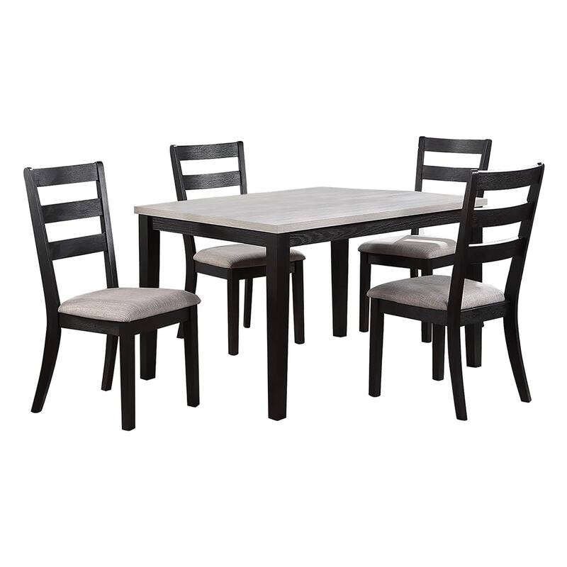 5 Piece Dining Set, Rectangular Table, 4 Chairs, Padded, Espresso Brown