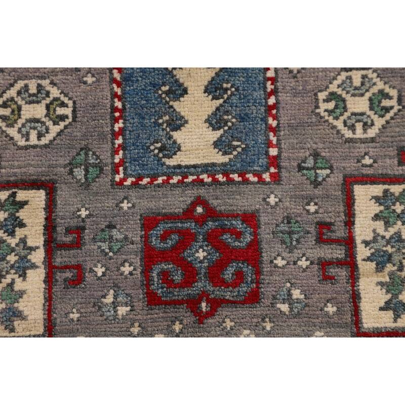 Geometric Kazak Accent Rug Handmade Bedroom Wool Carpet - 3'6" x 5'2"