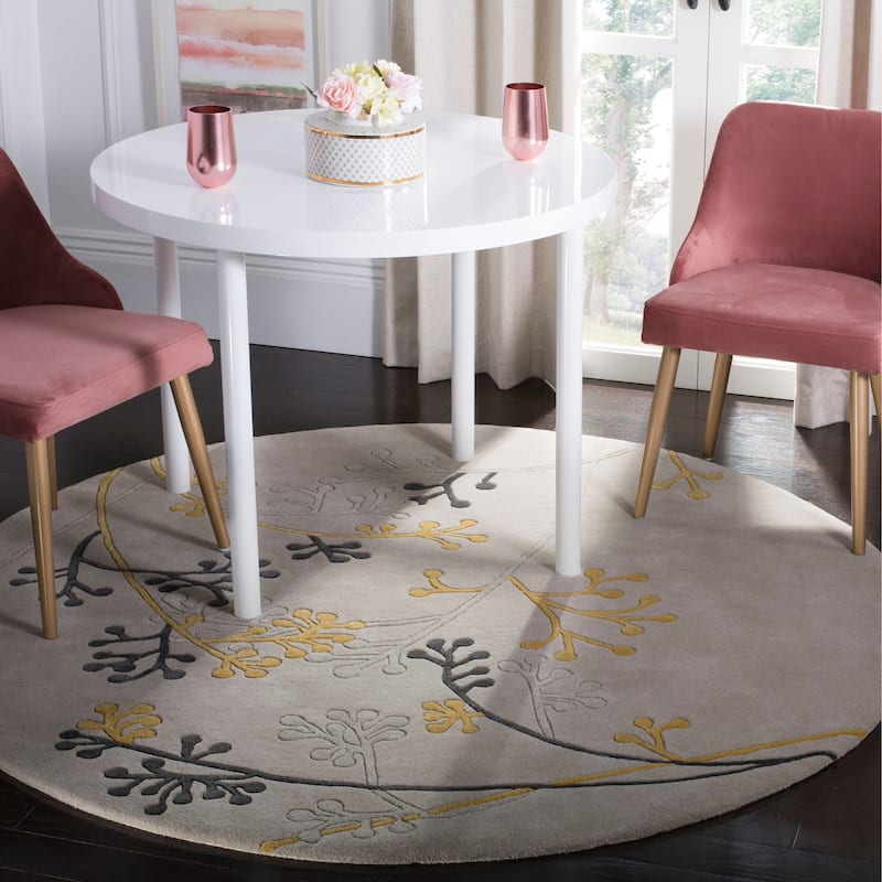 SAFAVIEH Handmade Soho Jesenia Vine N.Z. Wool Rug - 8' Round - Grey