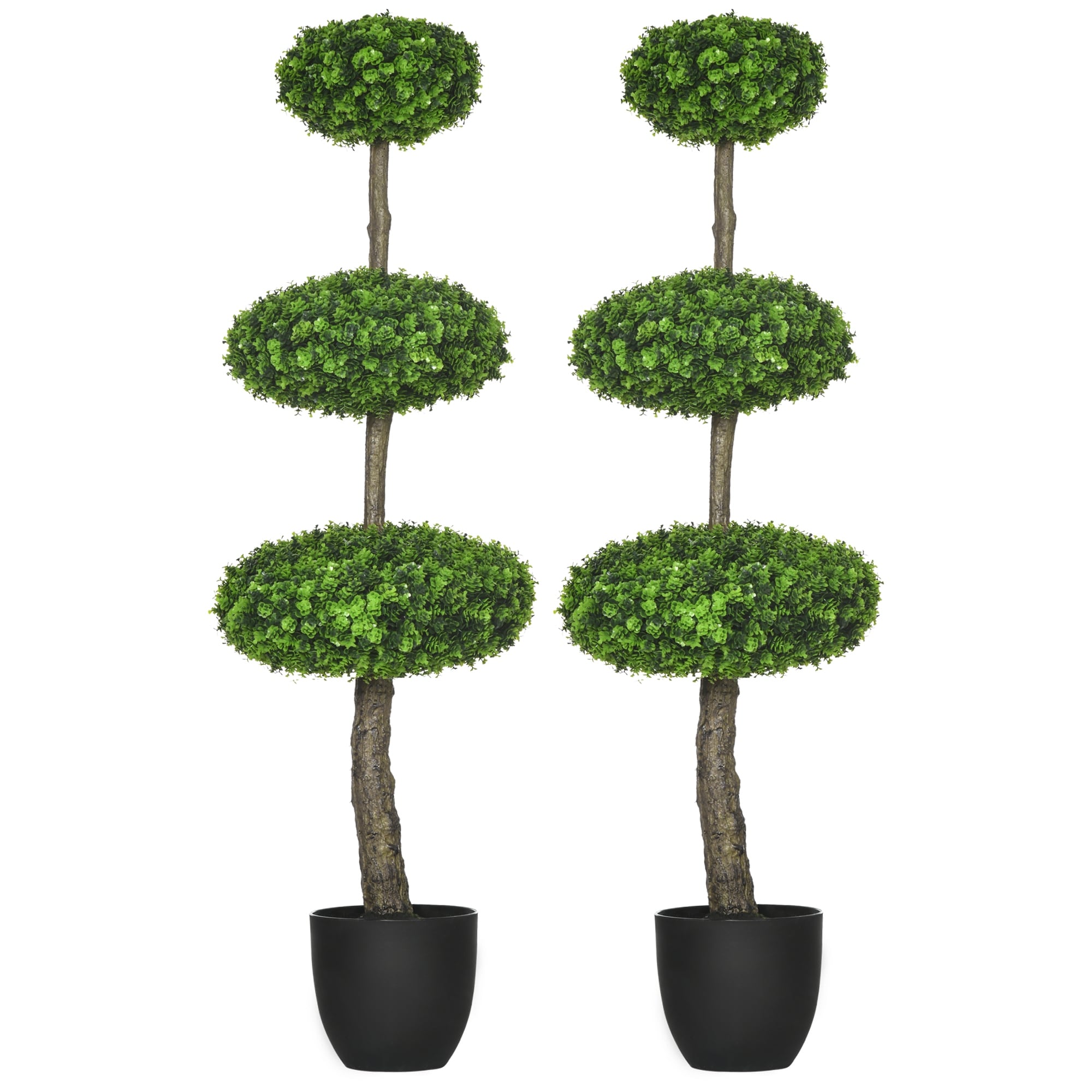 Set of 2 Artificial Boxwood Topiary Trees in Pots, 43.25