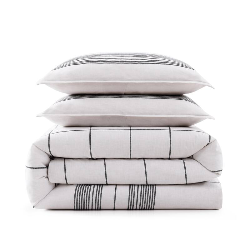 Tommy Hilfiger Brooklyn Heights Stripe Cotton Beige Reversible Comforter Set