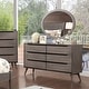 preview thumbnail 1 of 10, Fopp Mid-Century Modern Solid Wood 6-Drawer 2-Piece Dresser and Oval Mirror Set by Furniture of America Grey
