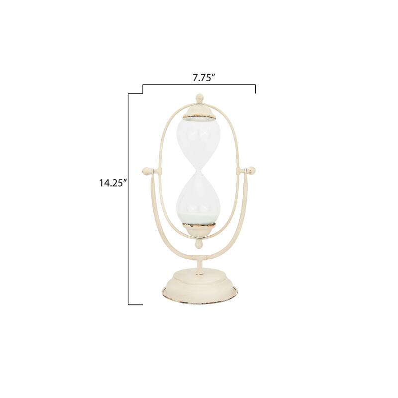Decorative Metal Hourglass with White Sand