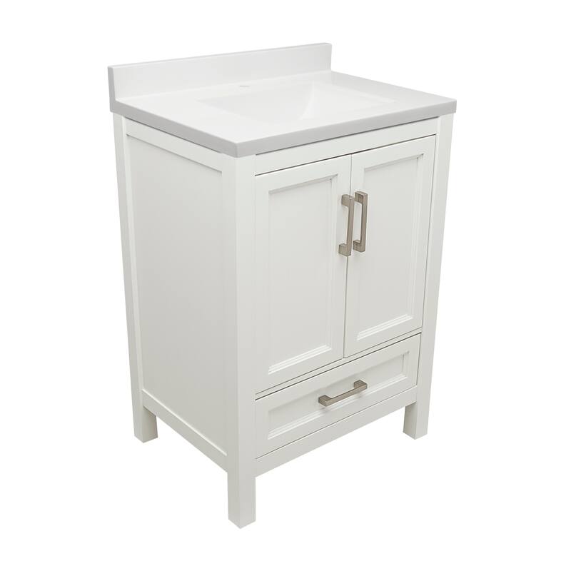 Nevado 25 in. W x 19 in. D x 36 in. H Bath Vanity in with White Cultured Marble Top Single Hole